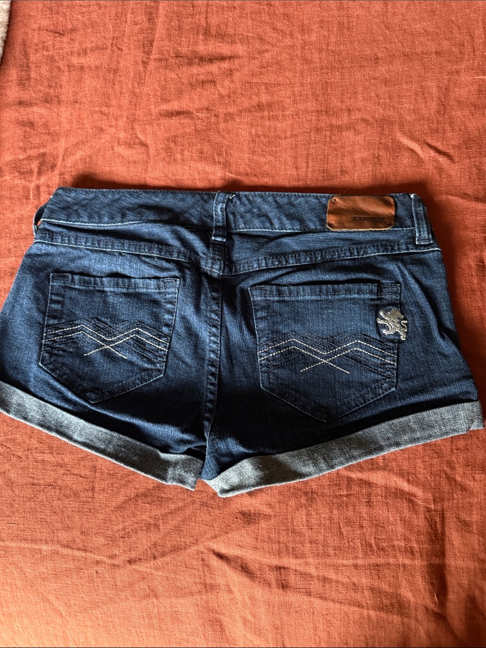 Express Dark Blue Denim Cuffed Women's Shorts
